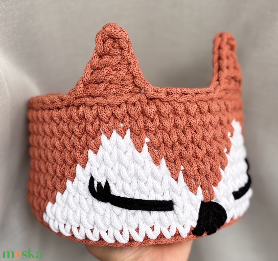 Horgolt rókás kosár, tároló szett / Babaváró ajándék - baba - mama - babaszobabútor - játéktároló - Meska.hu