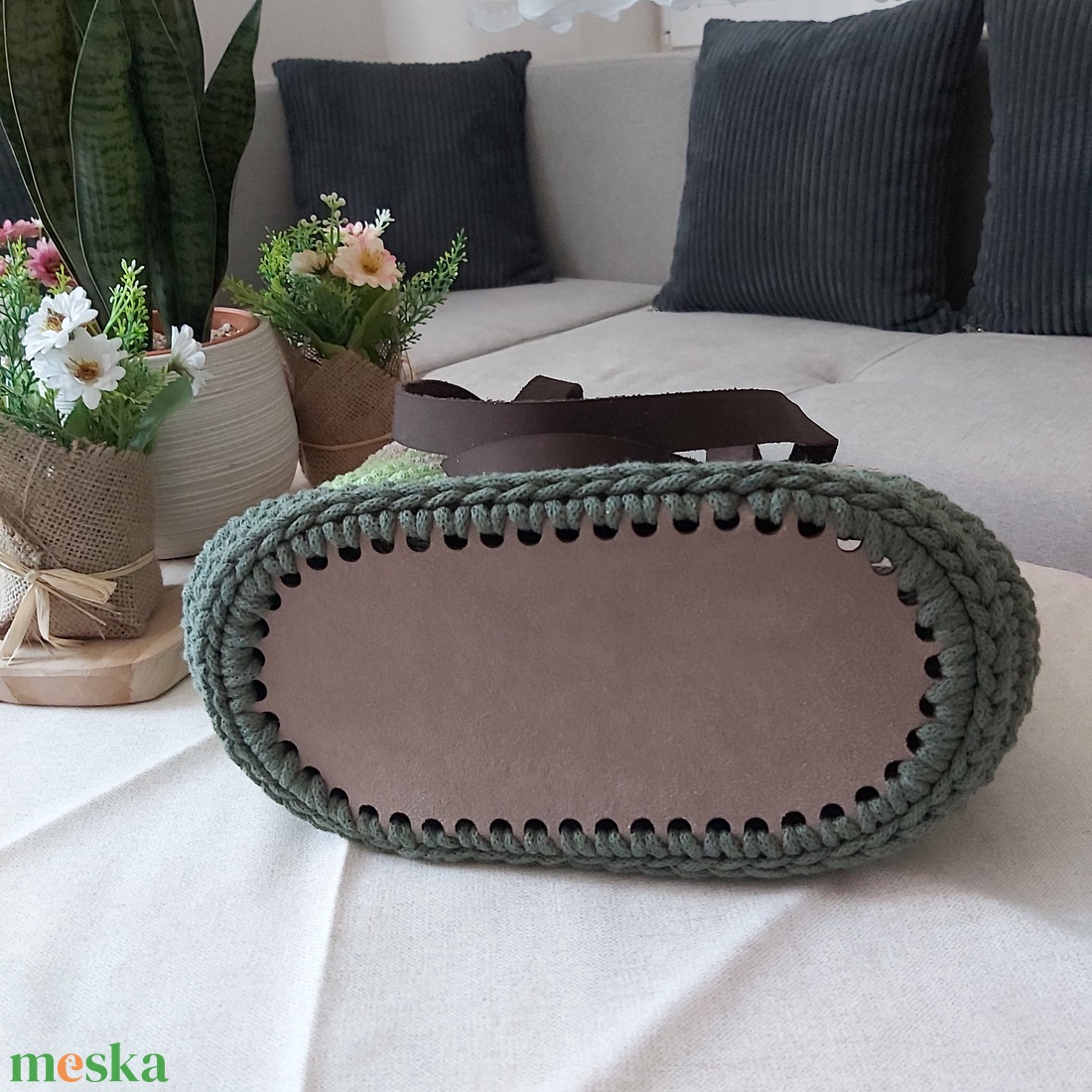 Búzaszem mintás horgolt válltáska zsinórfonalból (olajfa-lime-zab) - táska & tok - kézitáska & válltáska - válltáska - Meska.hu Búzaszem mintás horgolt válltáska zsinórfonalból (olajfa-lime-zab) - táska & tok - kézitáska & válltáska - válltáska - Meska.hu
