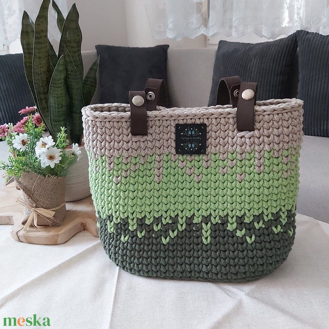 Búzaszem mintás horgolt válltáska zsinórfonalból (olajfa-lime-zab) - táska & tok - kézitáska & válltáska - válltáska - Meska.hu Búzaszem mintás horgolt válltáska zsinórfonalból (olajfa-lime-zab) - táska & tok - kézitáska & válltáska - válltáska - Meska.hu