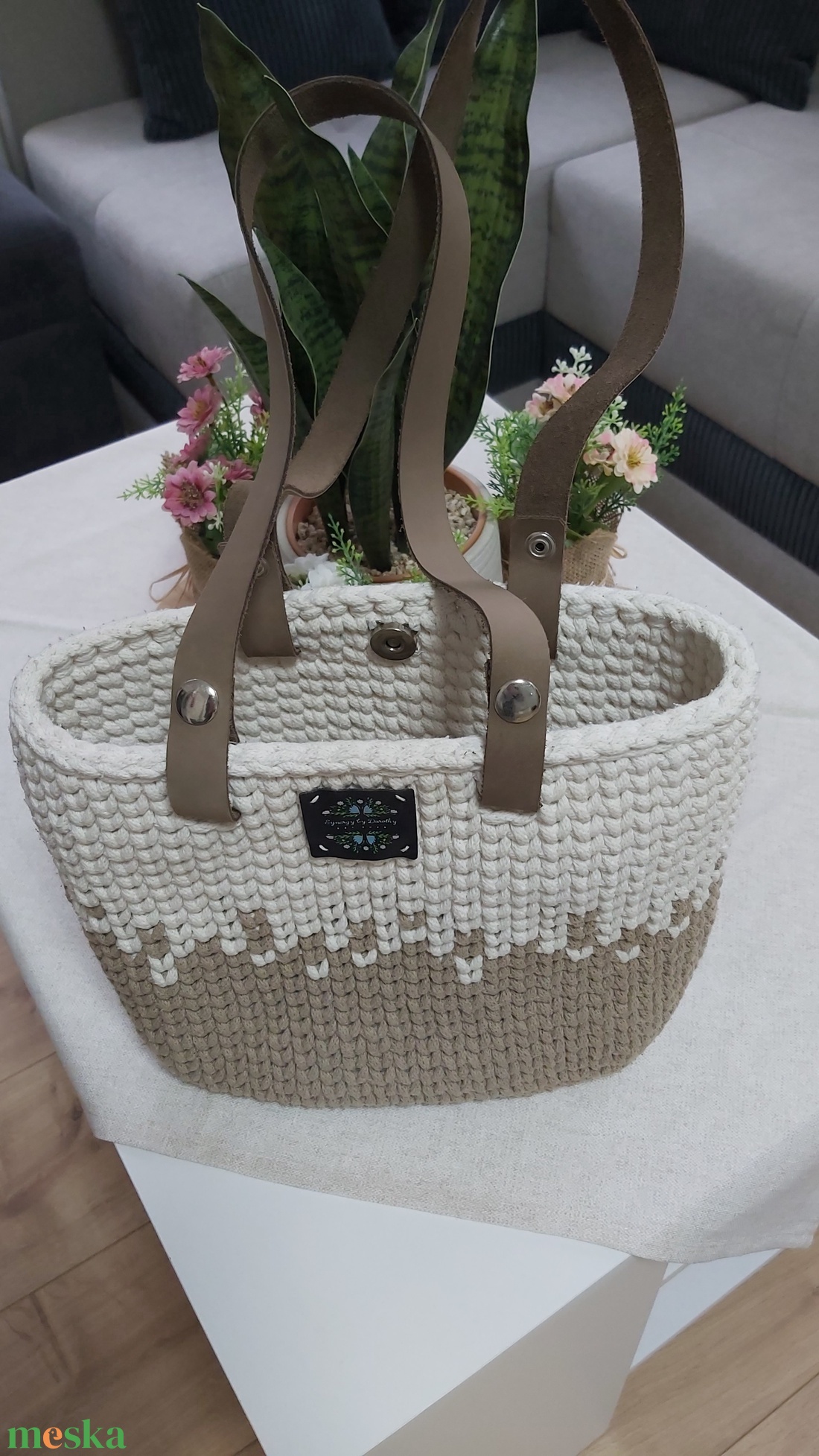 Horgolt táska búzaszem mintával - táska & tok - kézitáska & válltáska - válltáska - Meska.hu