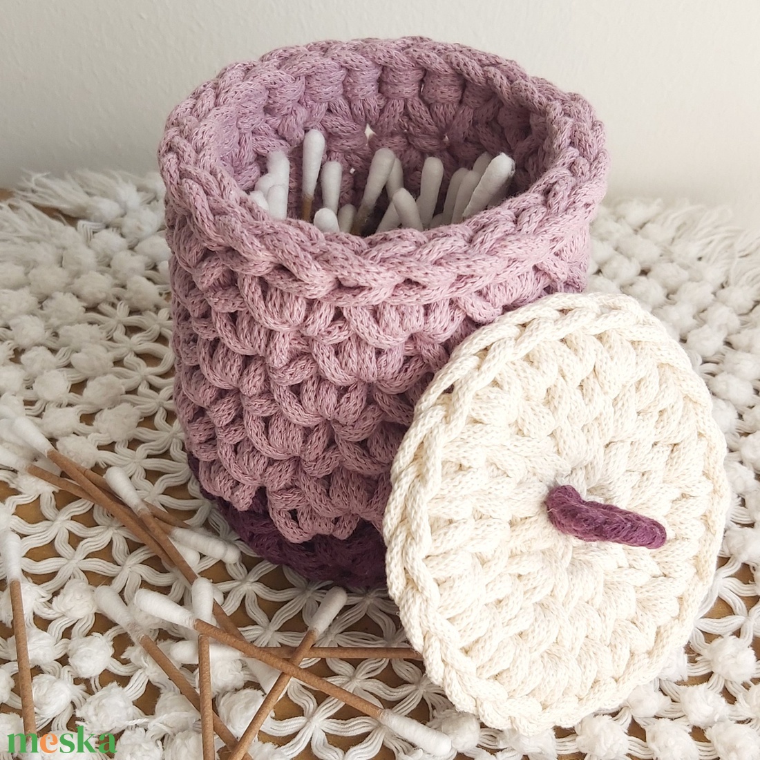 Horgolt tároló tetővel (#9) - otthon & életmód - tárolás & rendszerezés - tárolókosár - Meska.hu