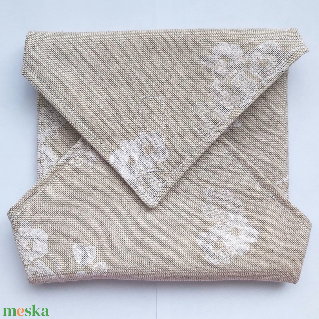 Bézs színű textil újraszalvéta PUL belsővel - táska & tok - uzsonna- & ebéd tartó - szendvics csomagoló - Meska.hu