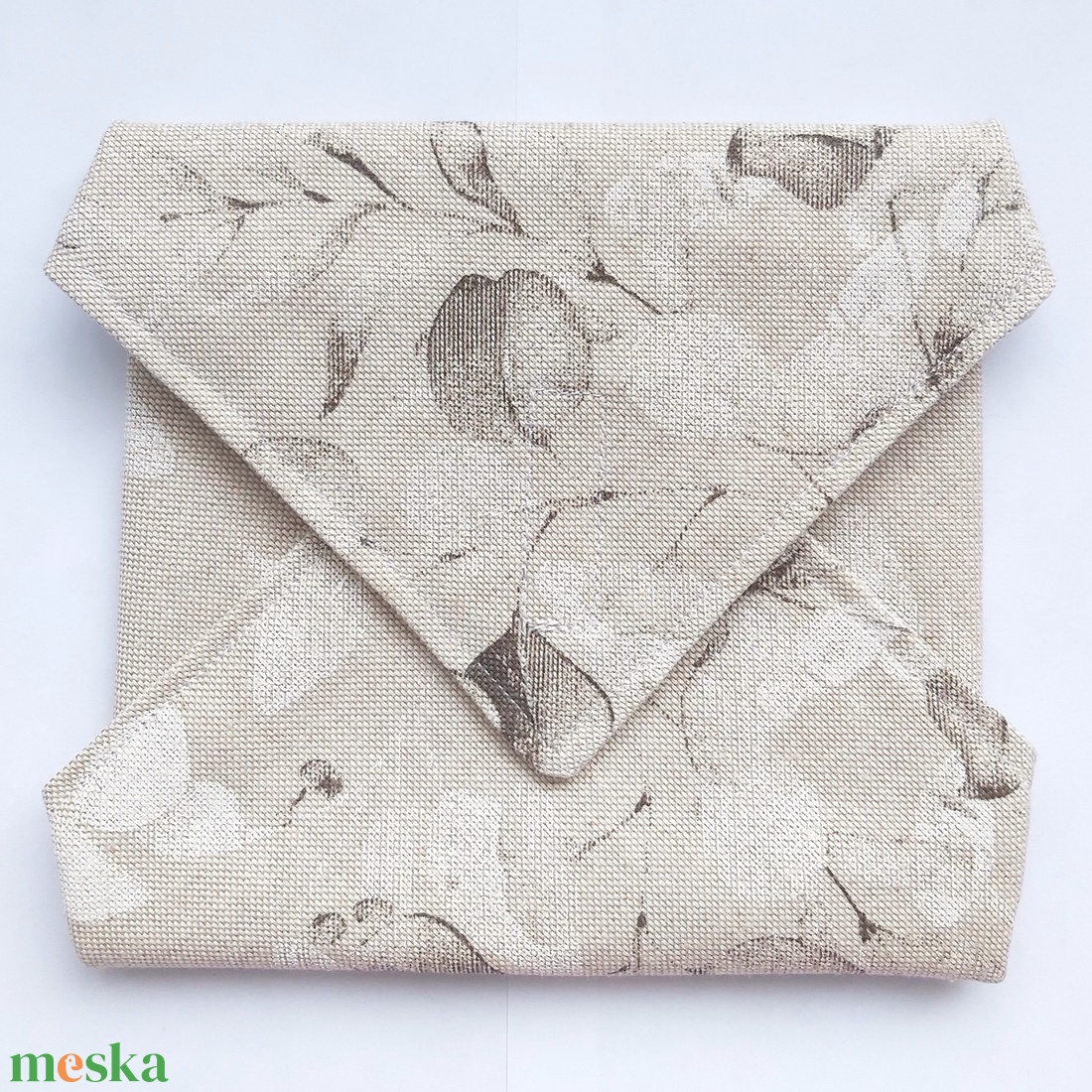 Bézs színű textil újraszalvéta PUL belsővel - táska & tok - uzsonna- & ebéd tartó - szendvics csomagoló - Meska.hu