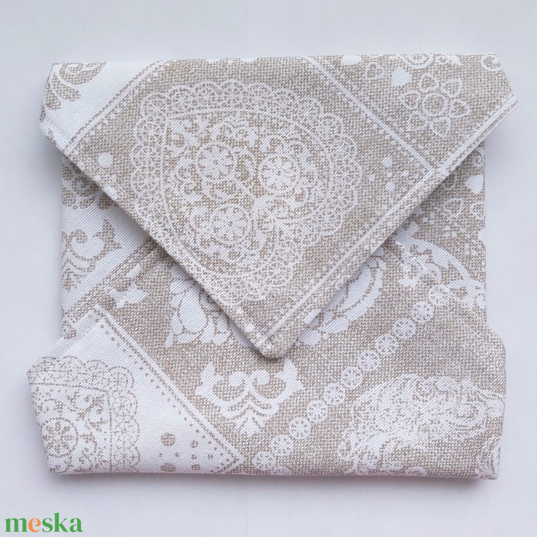 Bézs színű textil újraszalvéta PUL belsővel - táska & tok - uzsonna- & ebéd tartó - szendvics csomagoló - Meska.hu