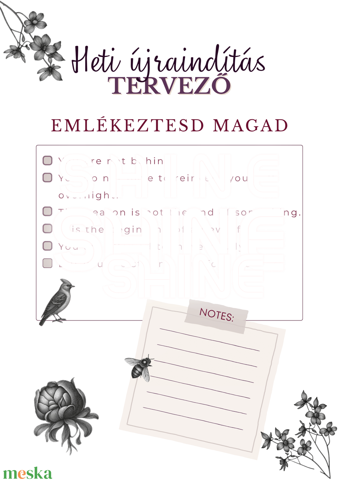 Új élet a gyerekek kirepülése után- Heti tervező - otthon & életmód - papír, írószer - jegyzetfüzet & napló - Meska.hu