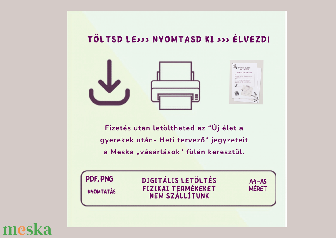 Új élet a gyerekek kirepülése után- Heti tervező - otthon & életmód - papír, írószer - jegyzetfüzet & napló - Meska.hu