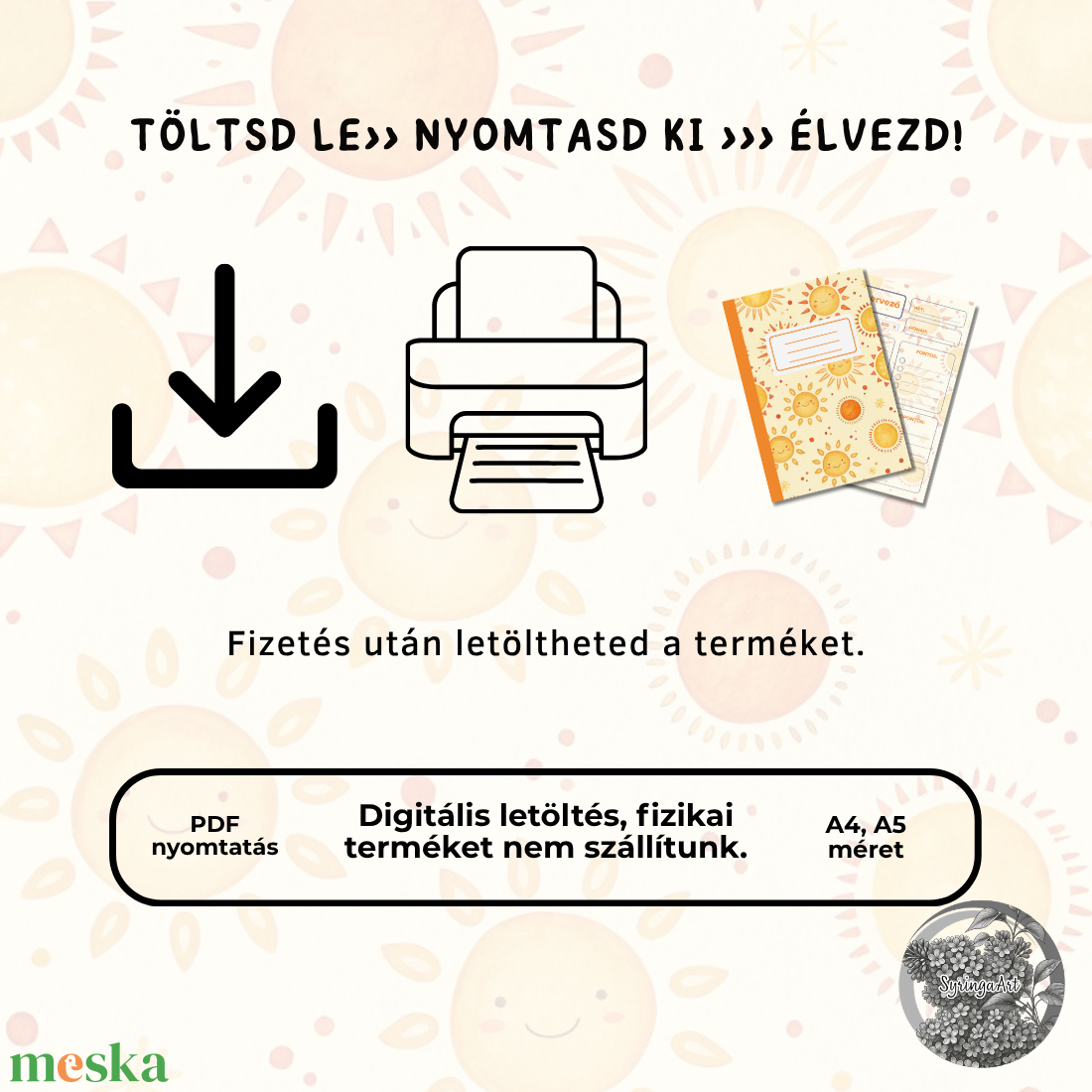 Letölthető tervező- Napocskás - otthon & életmód - papír, írószer - jegyzetfüzet & napló - Meska.hu