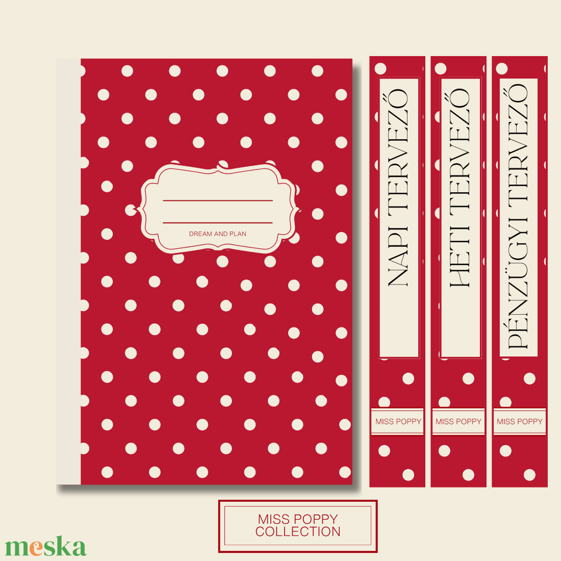 Letölthető tervező csomag- Miss Poppy Collection - otthon & életmód - papír, írószer - könyv- és füzetborító - Meska.hu