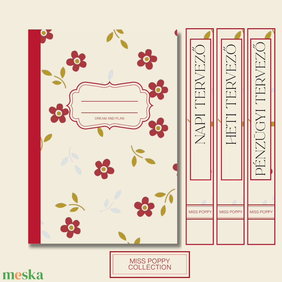 Letölthető tervező csomag- Miss Poppy Collection - otthon & életmód - papír, írószer - egyedi szerkesztés - Meska.hu