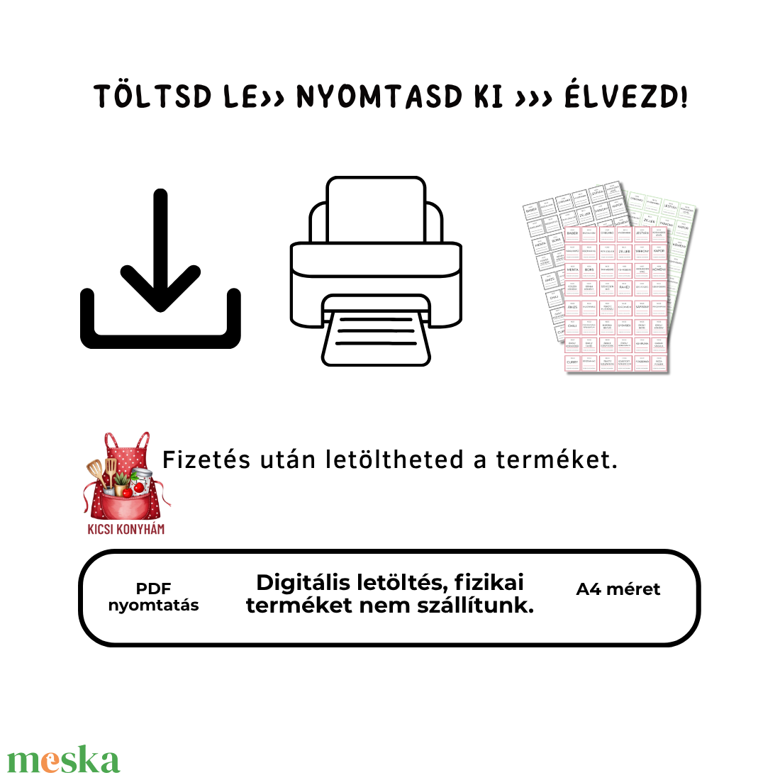 Fűszermatricák- A4- Letölthető 3 színben (fekete, piros, zöld) - otthon & életmód - konyhafelszerelés, tálalás - konyhai tárolás - fűszertartó - Meska.hu