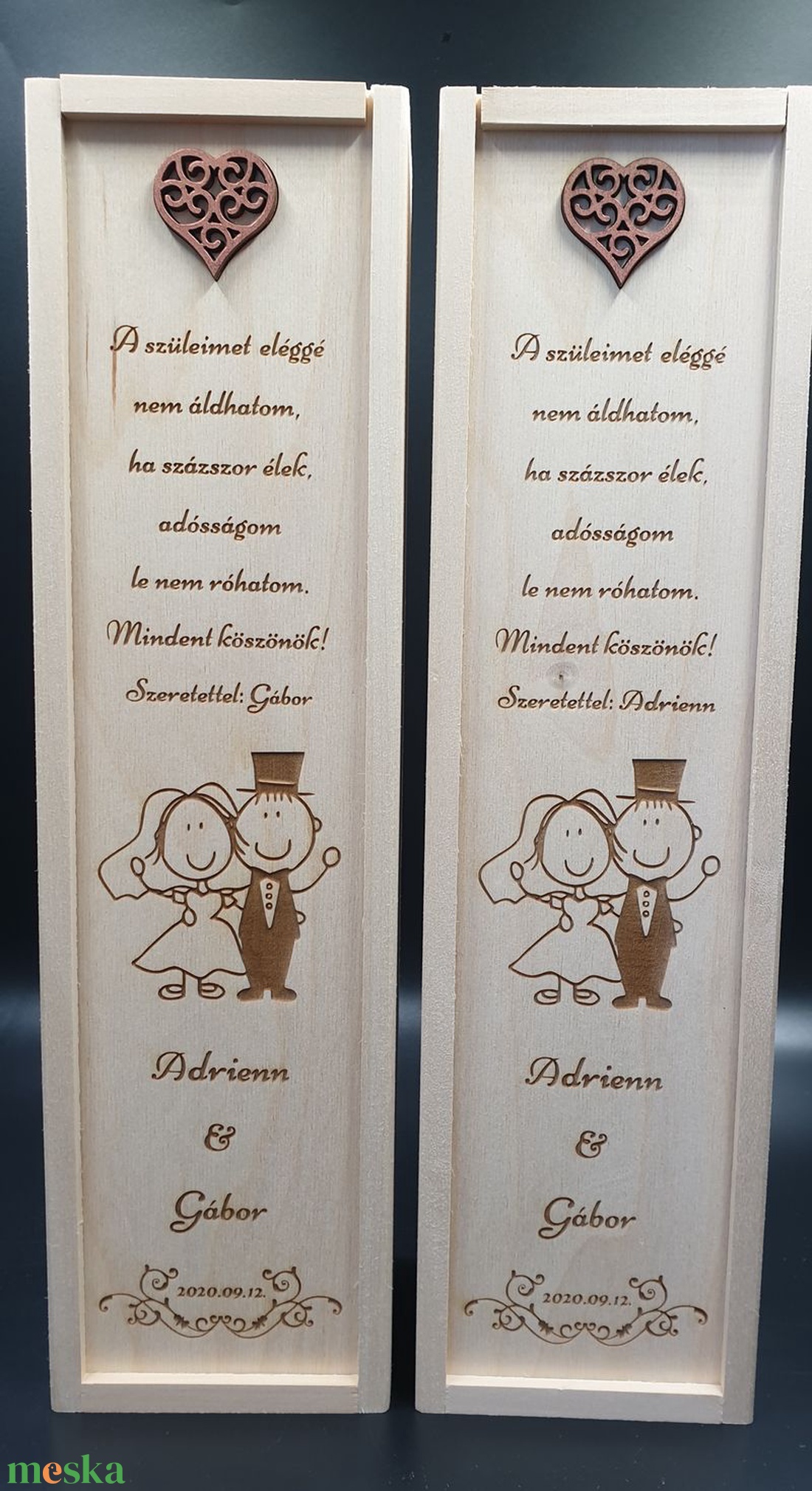 Egyedi esküvői szülőköszöntő bortartó esküvőre - esküvő - emlék & ajándék - köszönőajándék - Meska.hu