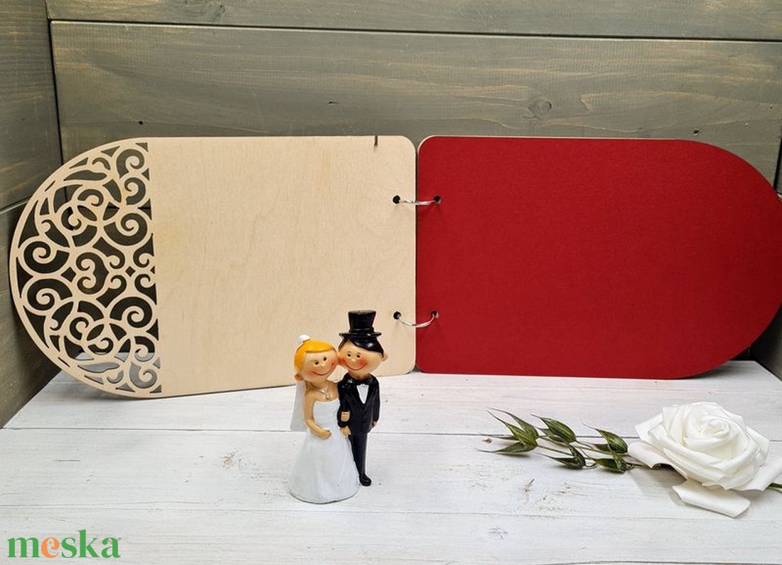 Esküvői gravírozott egyedi vendégkönyv esküvőre - esküvő - emlék & ajándék - vendégkönyv - Meska.hu