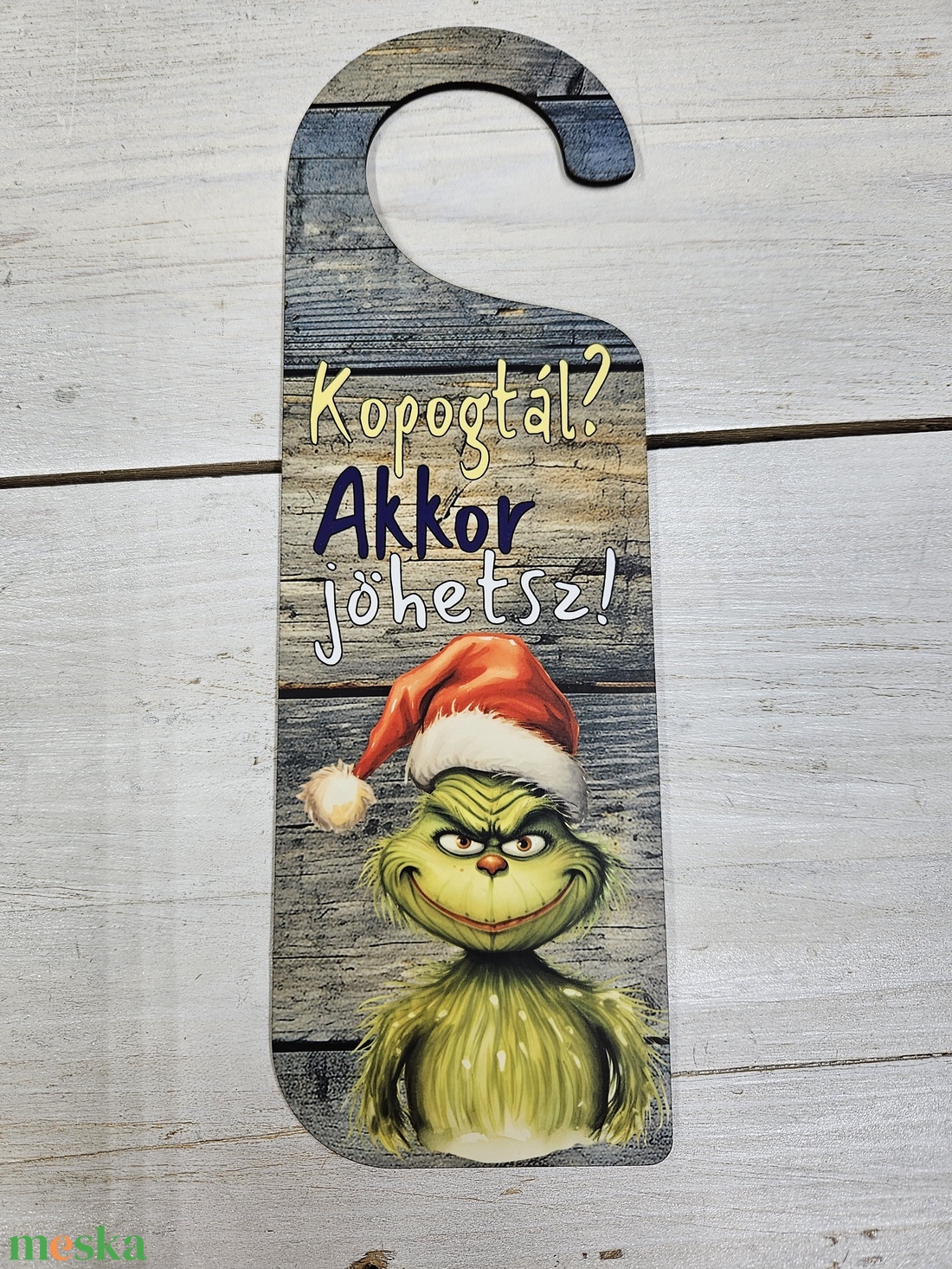 Huncut Grincs ajtókilincs tábla - karácsony - adventi díszek - adventi ajtódísz - Meska.hu