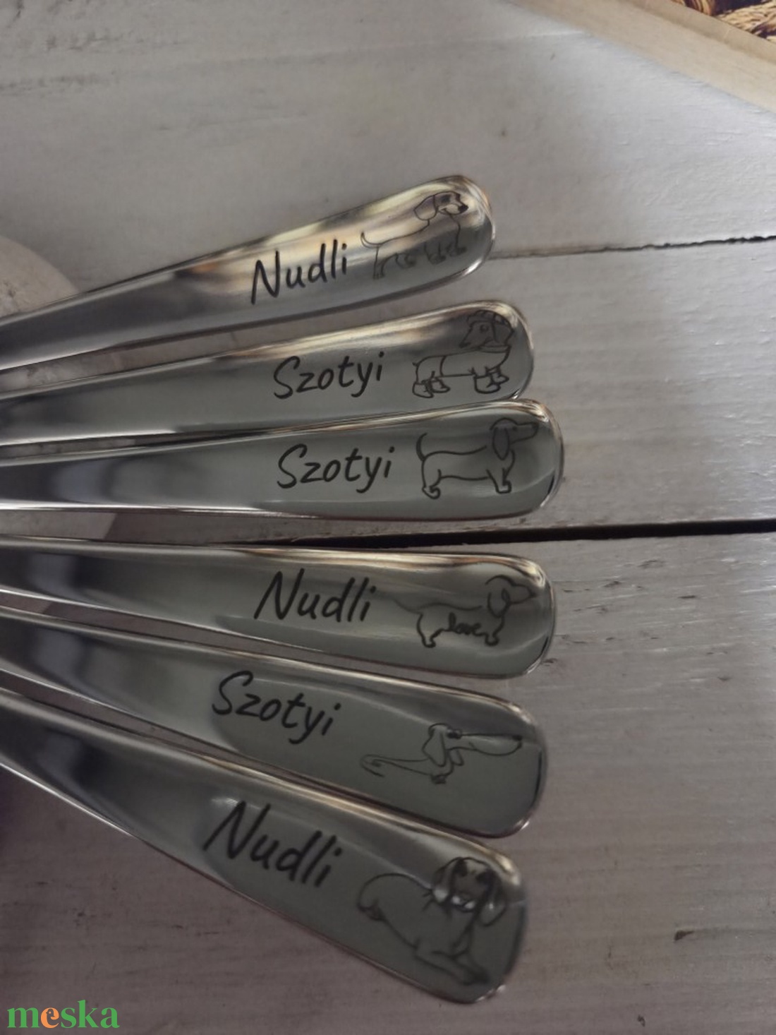 Tacskó sziluettes 6 darabos kiskanál szett  - otthon & életmód - konyhafelszerelés, tálalás - tálalás - kanál & villa - Meska.hu