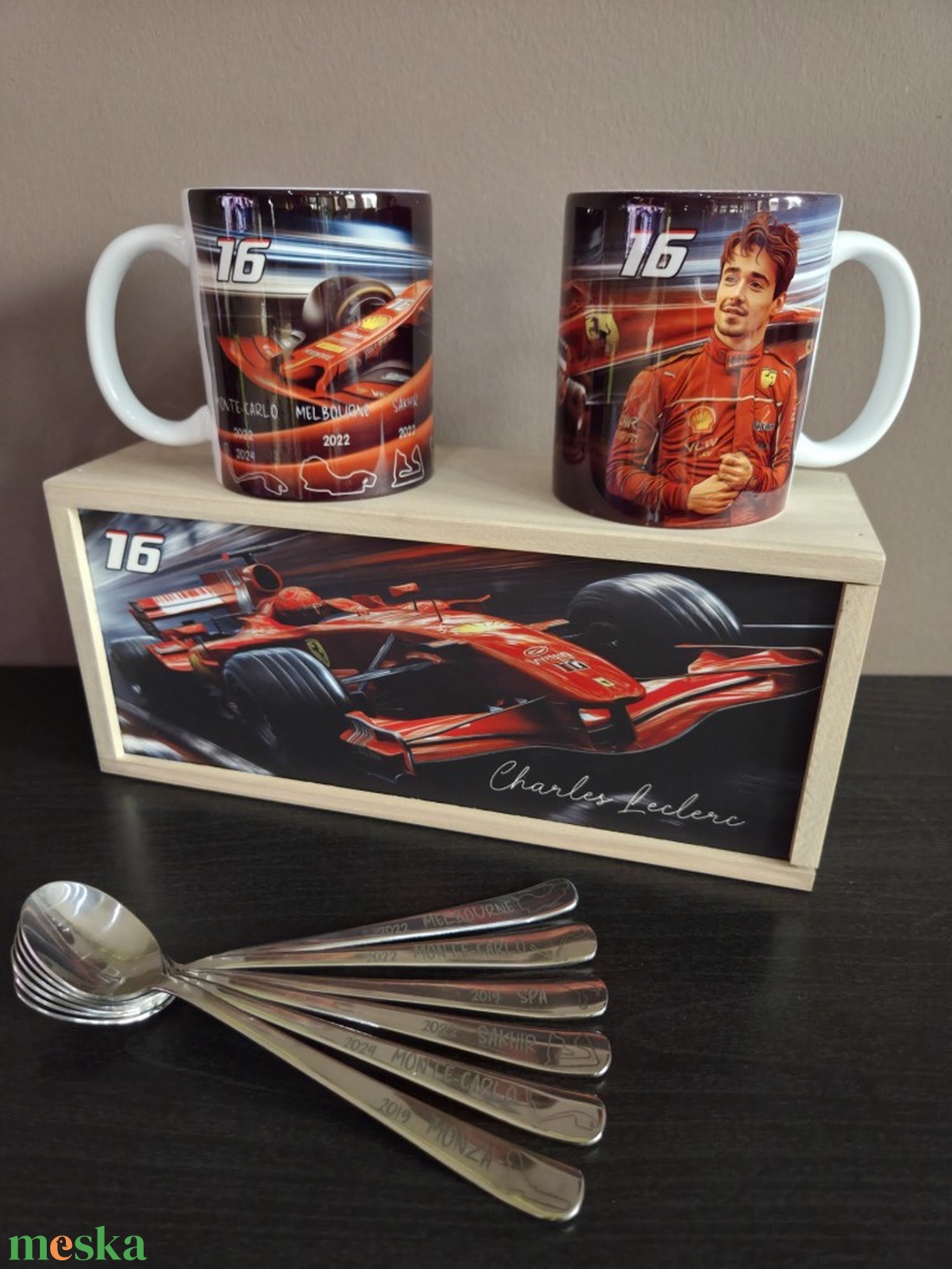 F1 Charles Leclerc ajándékcsomag rajongóknak - otthon & életmód - konyhafelszerelés, tálalás - tálalás - bögre & csésze - Meska.hu