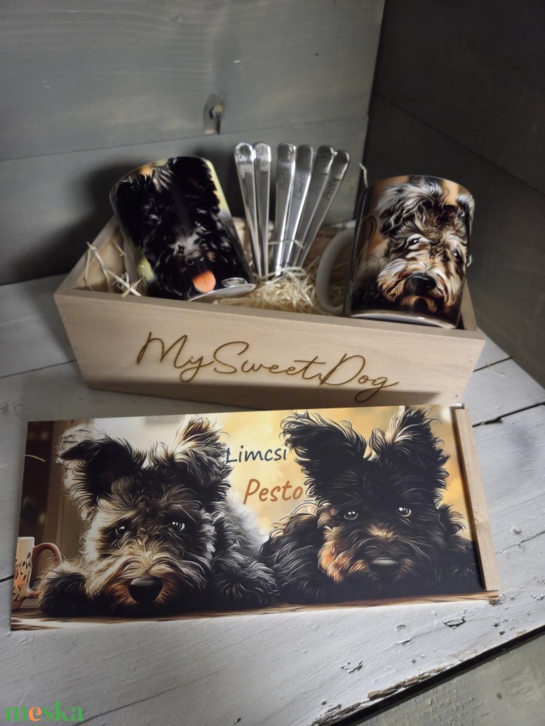 MySweetDog Pumik bögre és kiskanál szett díszdobozban - otthon & életmód - konyhafelszerelés, tálalás - tálalás - bögre & csésze - Meska.hu