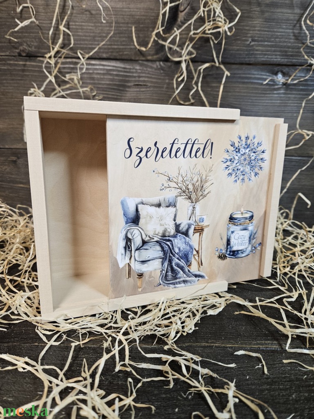 Téli kuckó kávés, teás, édességes ajándék díszdoboz karácsonyra - karácsony - karácsonyi lakásdekoráció - ünnepi asztaldekoráció - Meska.hu