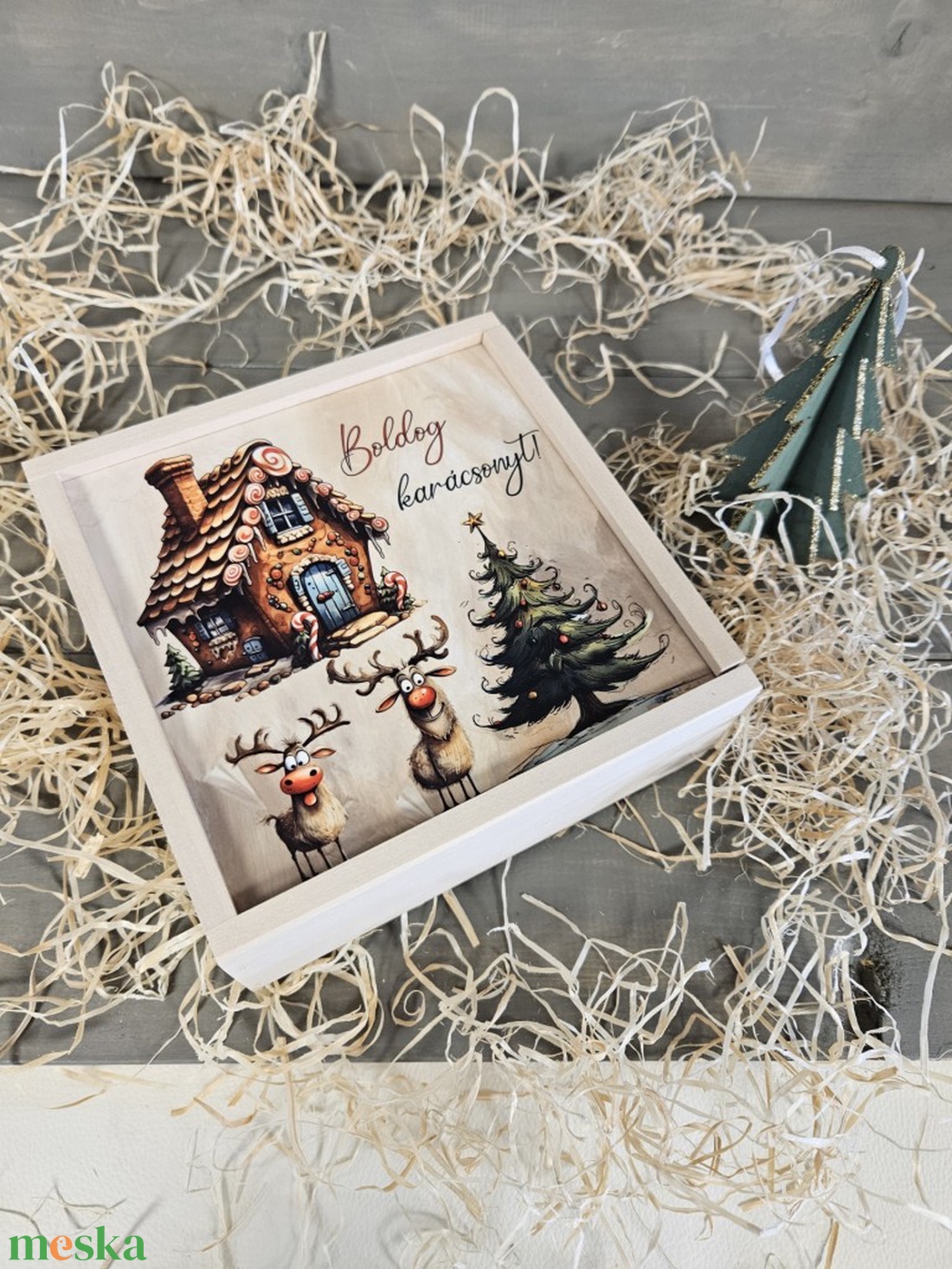 Szarvas karácsony kávés, teás, édességes ajándék díszdoboz karácsonyra - otthon & életmód - dekoráció - asztal és polc dekoráció - díszdoboz - Meska.hu