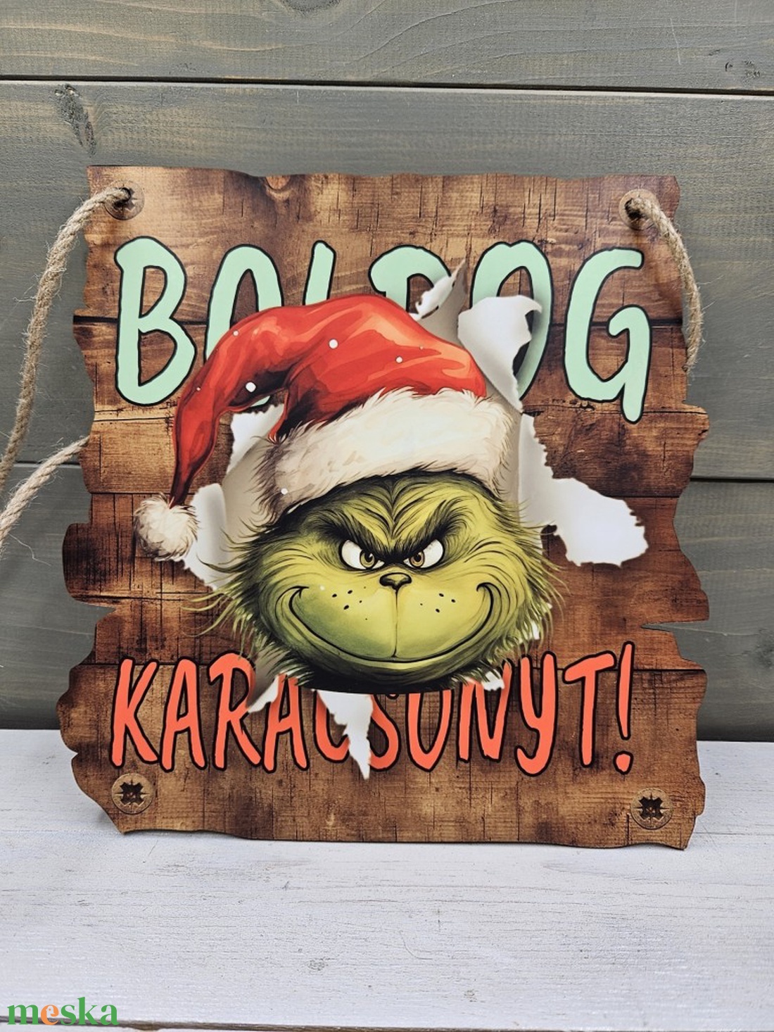 Grincs karácsonyi ajtódísz - otthon & életmód - dekoráció - ajtó- és ablak dekoráció - ajtótábla - Meska.hu