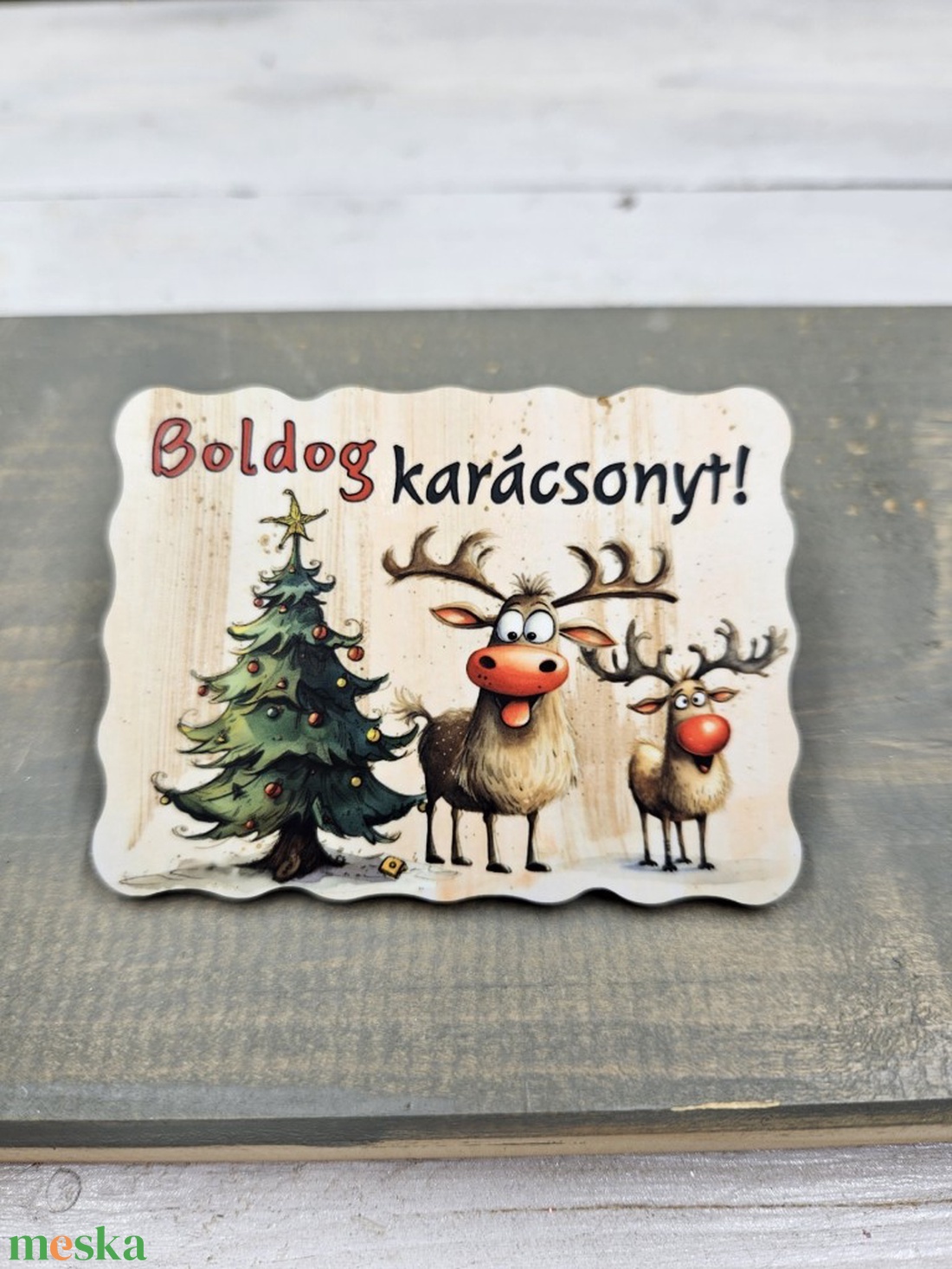 Szarvasok karácsonyi hűtőmágnes - otthon & életmód - konyhafelszerelés, tálalás - konyhai dekoráció - hűtőmágnes - Meska.hu