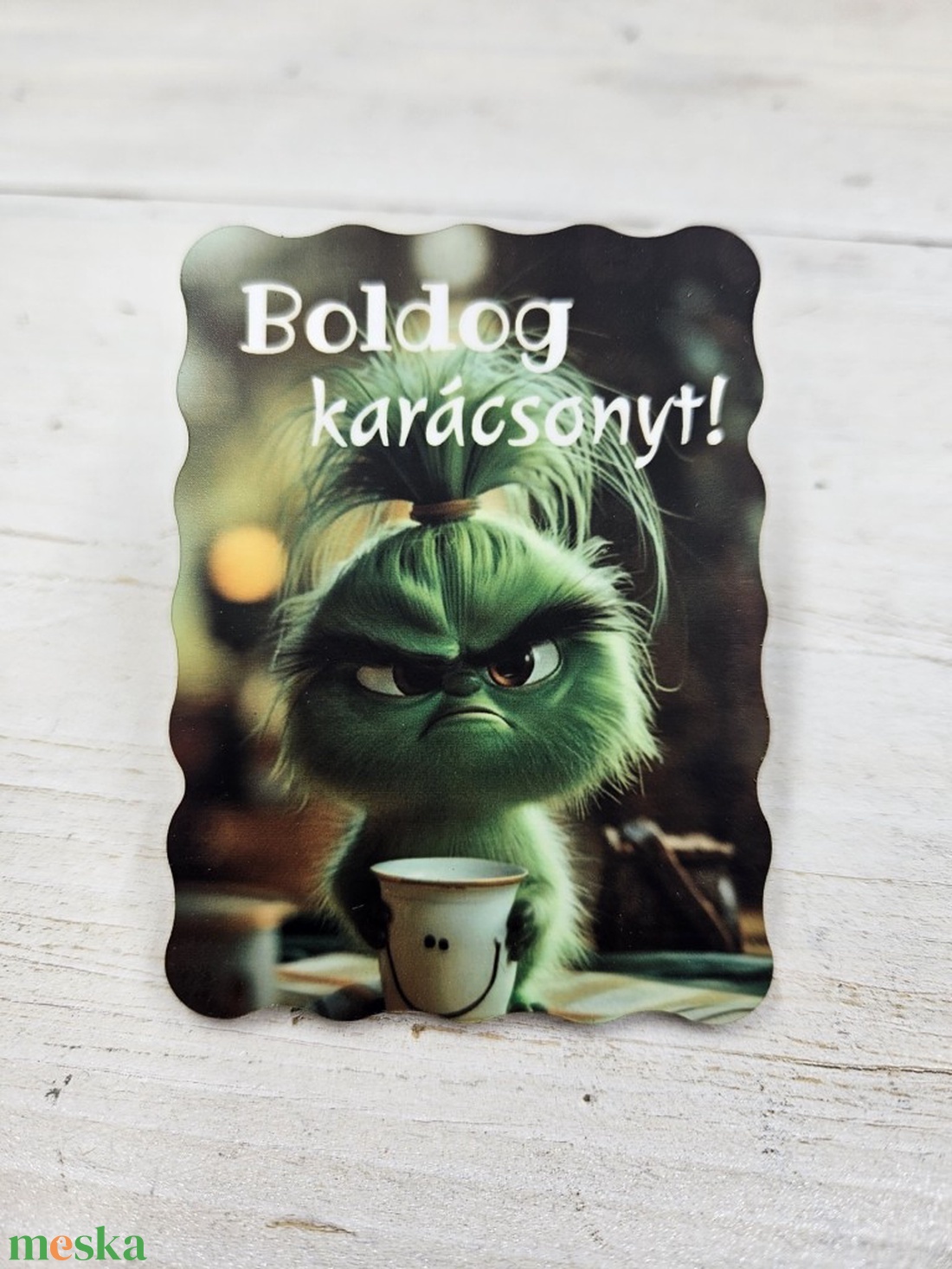 Morgós grincs karácsonyi hűtőmágnes - otthon & életmód - konyhafelszerelés, tálalás - konyhai dekoráció - hűtőmágnes - Meska.hu