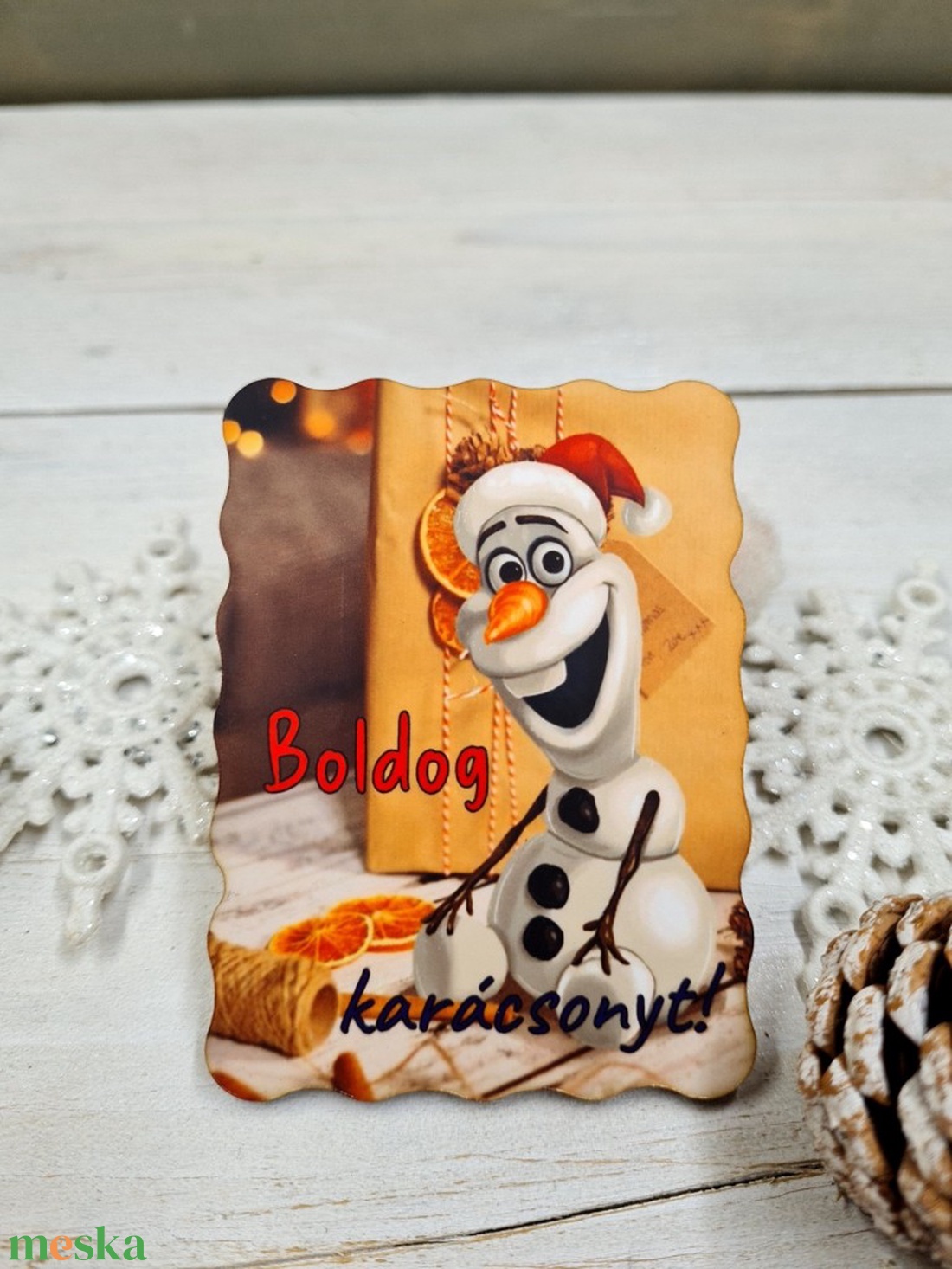 Hóember karácsonyi hűtőmágnes - otthon & életmód - konyhafelszerelés, tálalás - konyhai dekoráció - hűtőmágnes - Meska.hu