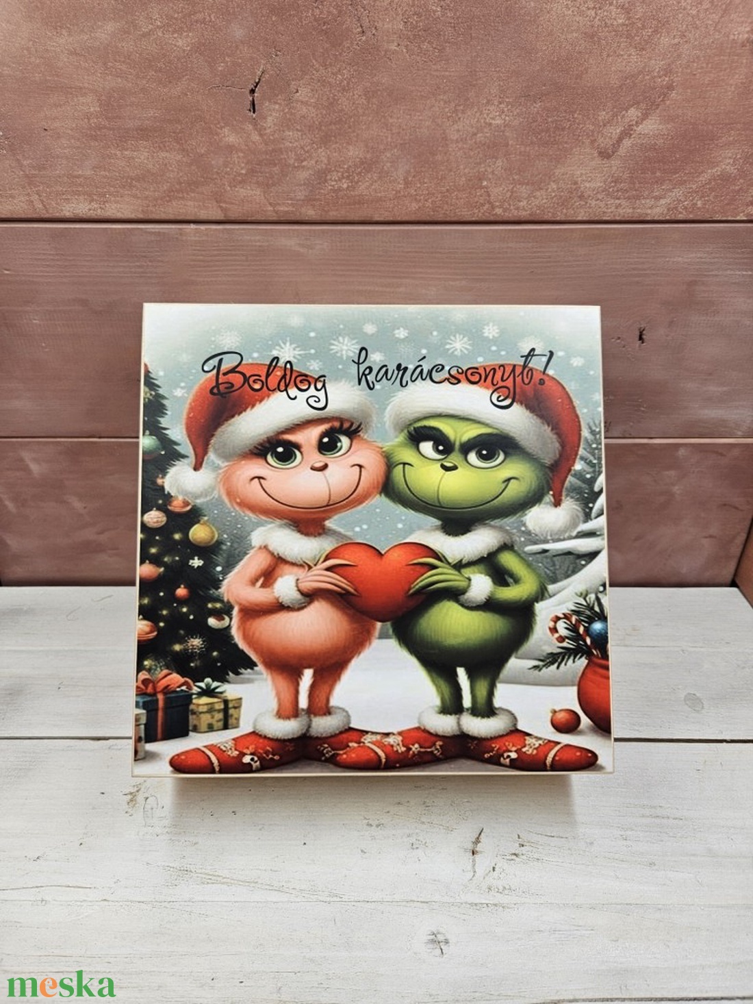 Grincs pár kávés, teás, édességes, italos ajándék díszdoboz karácsonyra - otthon & életmód - dekoráció - asztal és polc dekoráció - díszdoboz - Meska.hu