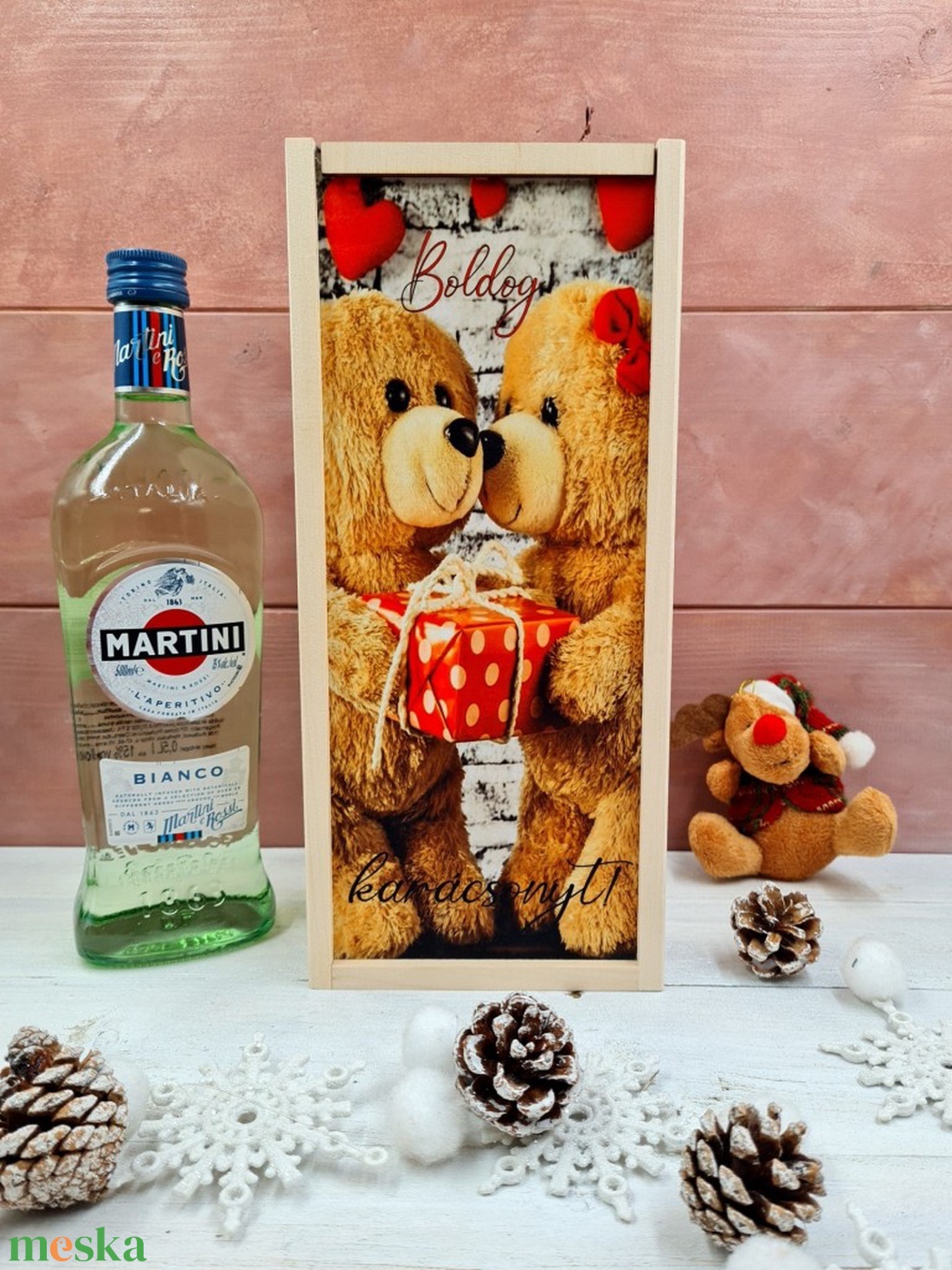 Szerelmes mackók italos ajándék díszdoboz - otthon & életmód - dekoráció - asztal és polc dekoráció - díszdoboz - Meska.hu