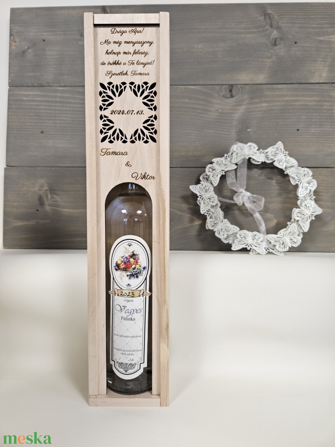 Orchidea szülőköszöntő pálinkás díszdoboz esküvőre - otthon & életmód - konyhafelszerelés, tálalás - italos kellékek - italtartó - Meska.hu