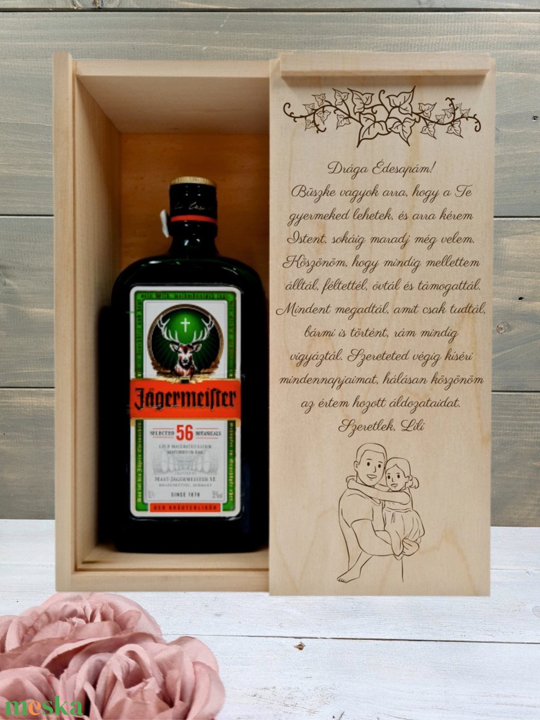 Apa és lánya szülőköszöntő italos ajándék díszdoboz - otthon & életmód - konyhafelszerelés, tálalás - italos kellékek - italtartó - Meska.hu