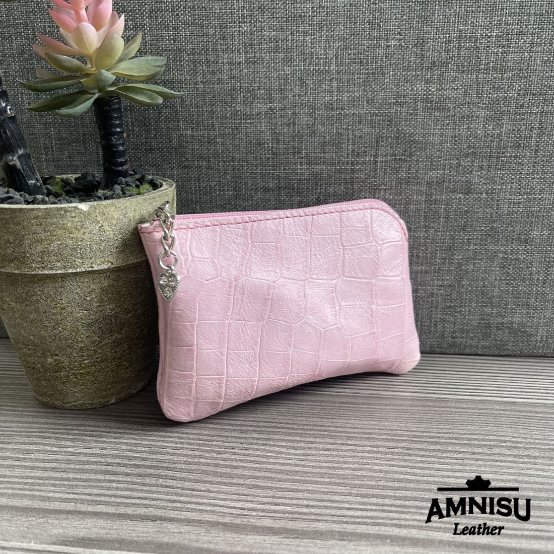 Rózsaszín krokkómintás egy cipzáras kulcstartó A4006 - táska & tok - kulcstartó & táskadísz - kulcstartó - Meska.hu