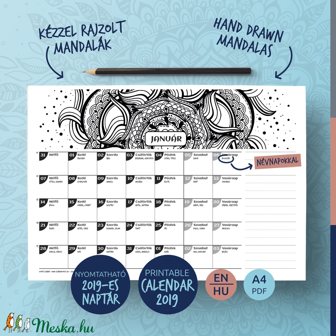 Letölthető, nyomtatható 2019-es naptár - - Meska.hu Letölthető, nyomtatható 2019-es naptár - - Meska.hu