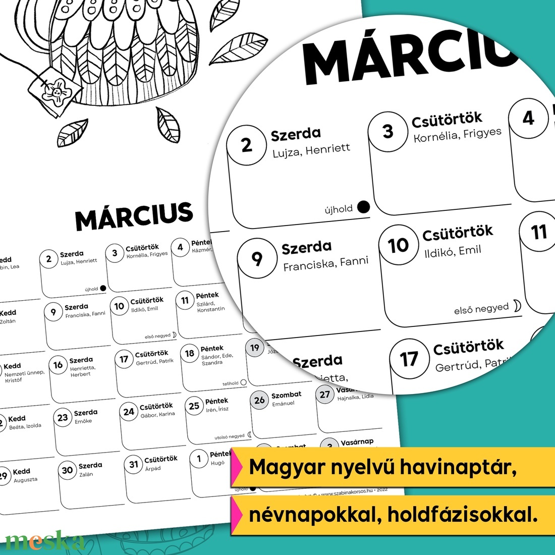 2022 Nyomtatható naptár és színező egyben! (letölthető PDF) - otthon & életmód - papír, írószer - naptár & tervező - Meska.hu 2022 Nyomtatható naptár és színező egyben! (letölthető PDF) - otthon & életmód - papír, írószer - naptár & tervező - Meska.hu