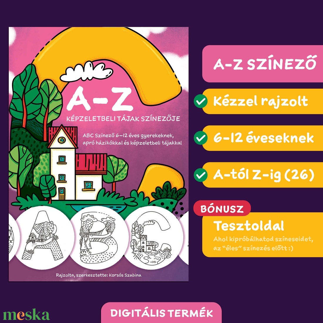ABC Képzeletbeli tájak színező  letölthető, nyomtatható kifestő 612 éves gyerekeknek (és felnőtteknek is!) - művészet - grafika & illusztráció - digitális - Meska.hu