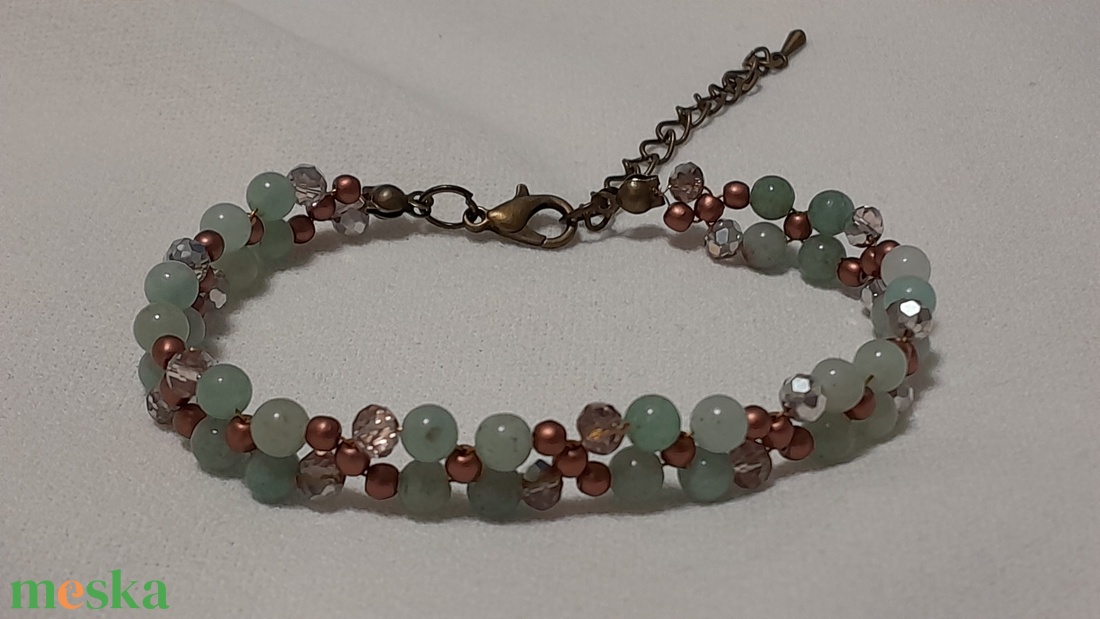 Zöld-barna karkötő - ékszer - karkötő - gyöngyös karkötő - Meska.hu