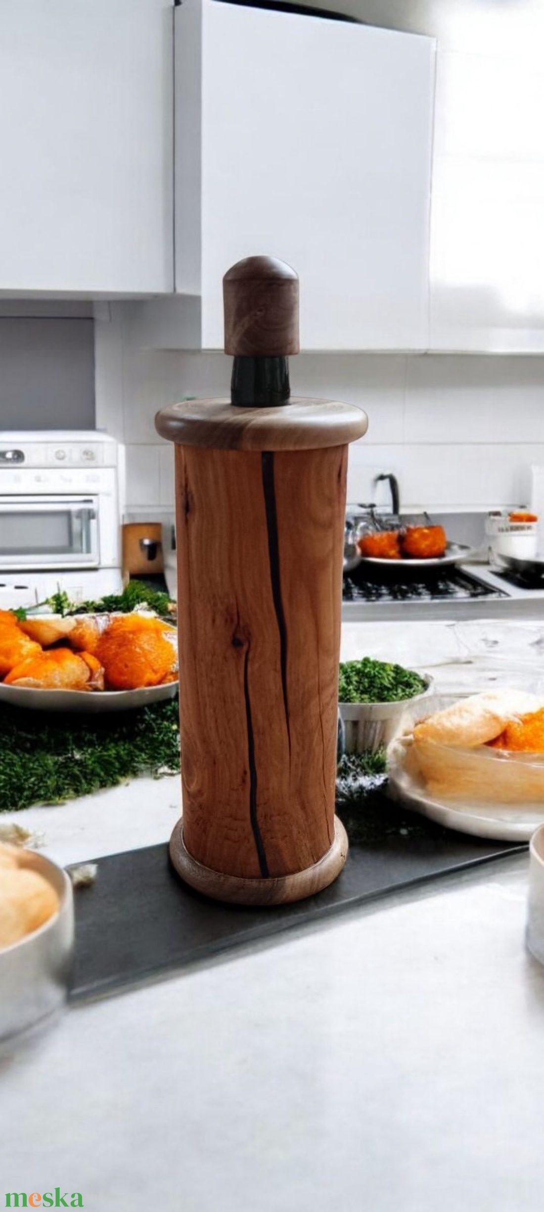 1 literes olívaolaj-kiöntő repedt mandulafából  diófa talppal, kupakkal és felső résszel - otthon & életmód - konyhafelszerelés, tálalás - flaska, csatos üveg - Meska.hu