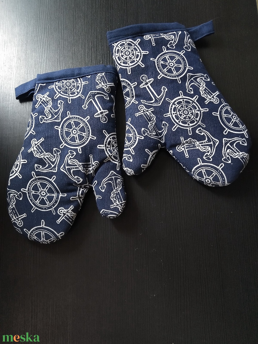 Edényfogó kesztyű tengerész mintás - otthon & életmód - konyhafelszerelés, tálalás - konyhai textil - edényfogó & edényfedő - Meska.hu