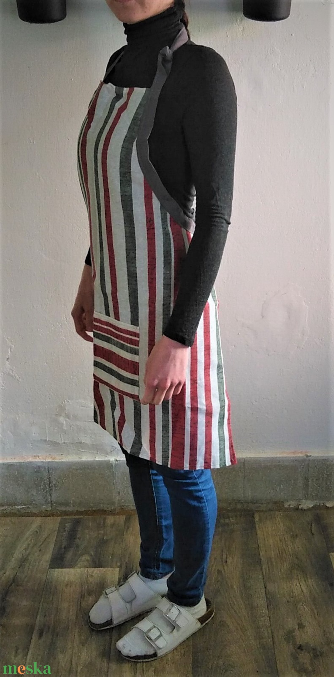 Kötény bordó csíkos - otthon & életmód - konyhafelszerelés, tálalás - konyhai textil - kötény - Meska.hu