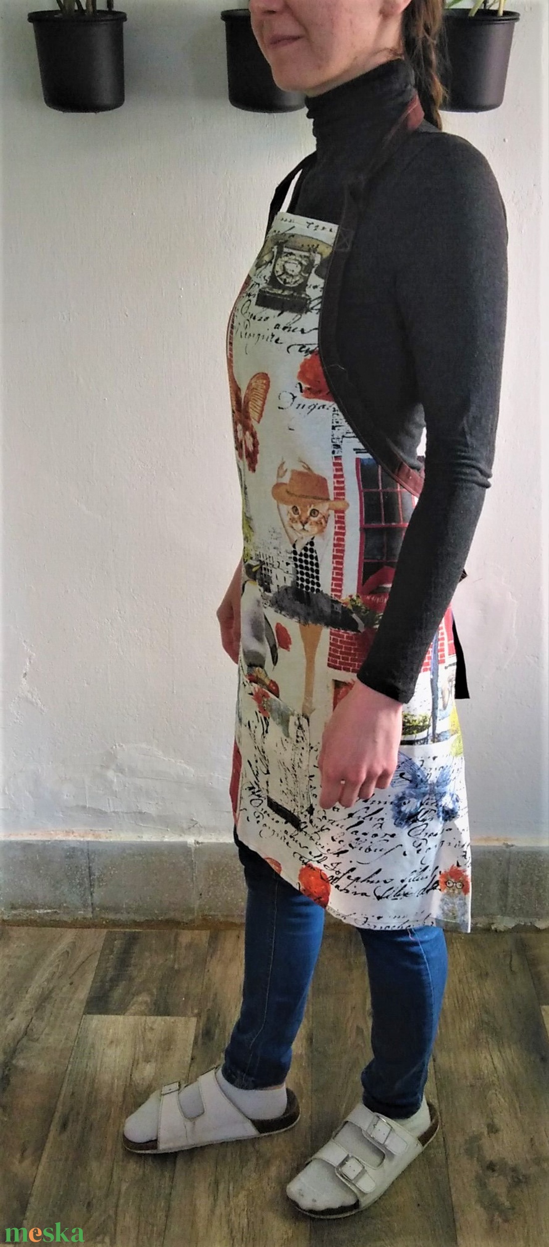 Konyhakötény  - macskás, pingvines, Eiffel torony mintás - otthon & életmód - konyhafelszerelés, tálalás - konyhai textil - kötény - Meska.hu