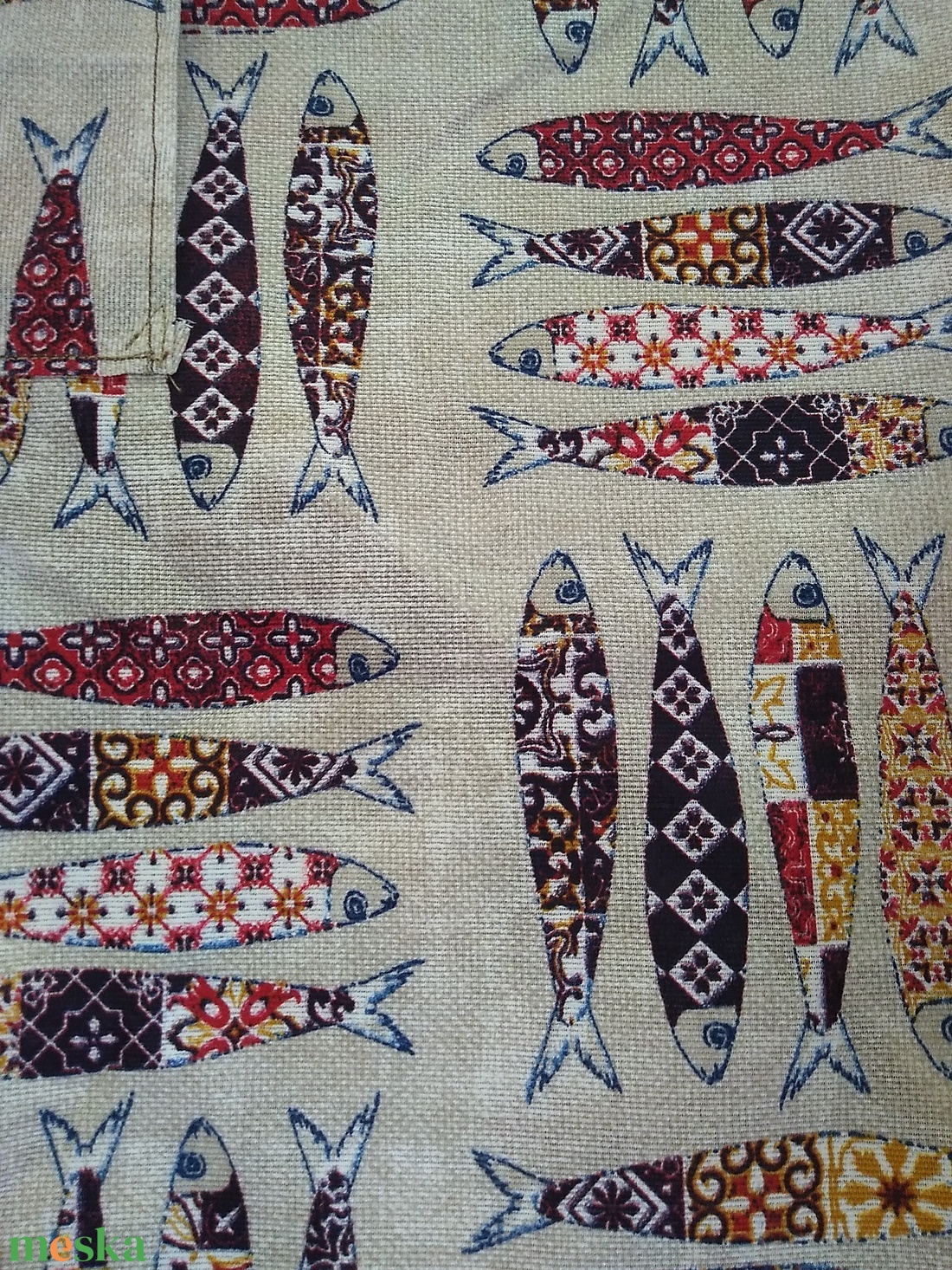 Bordó szardínia mintás - otthon & életmód - konyhafelszerelés, tálalás - konyhai textil - kötény - Meska.hu