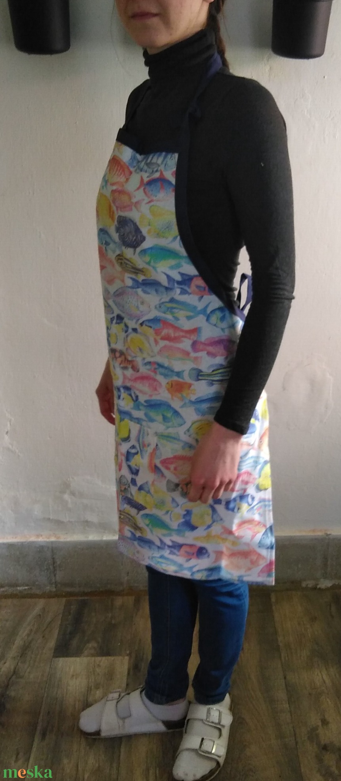 Konyhai kötény , hal mintás - otthon & életmód - konyhafelszerelés, tálalás - konyhai textil - kötény - Meska.hu