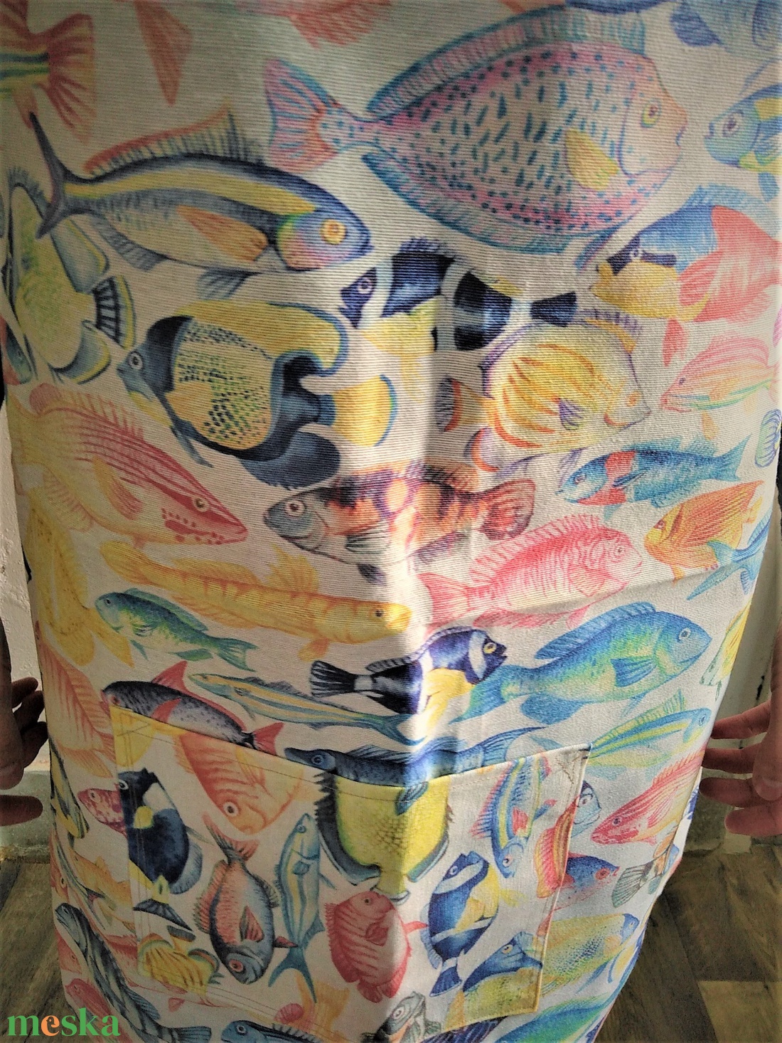 Konyhai kötény , hal mintás - otthon & életmód - konyhafelszerelés, tálalás - konyhai textil - kötény - Meska.hu