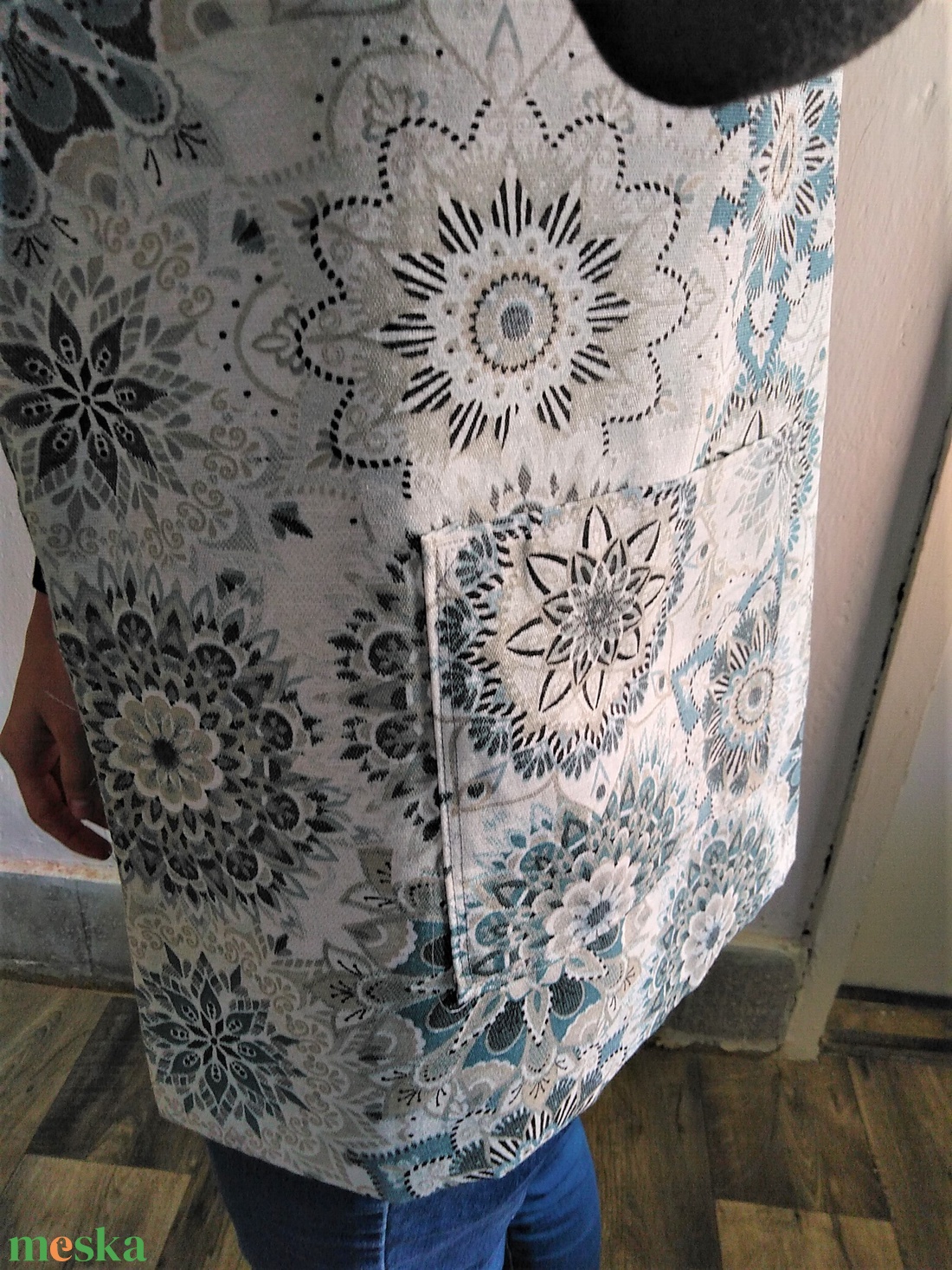 Vászontáska / szatyor /bevásárló táska, türkiz mandalás - otthon & életmód - dekoráció - spiritualitás - mandala - Meska.hu