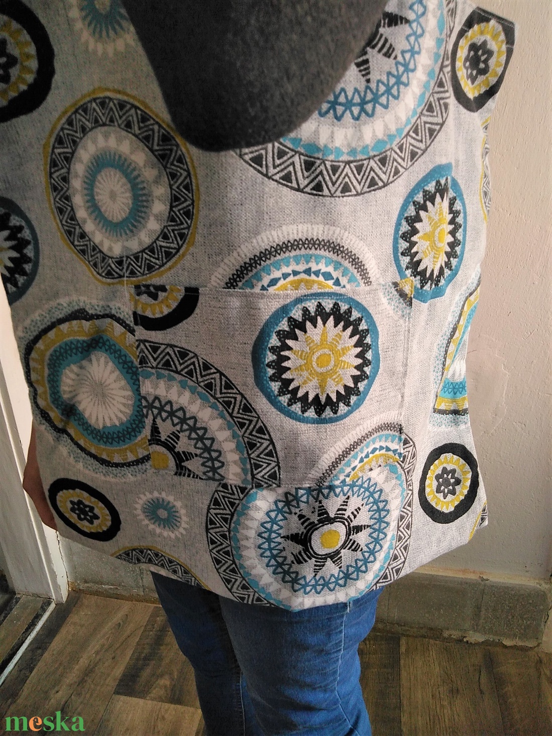 Vászontáska/ bevásárló táska/ szatyor, kékes szürke mandala mintás - otthon & életmód - dekoráció - spiritualitás - mandala - Meska.hu