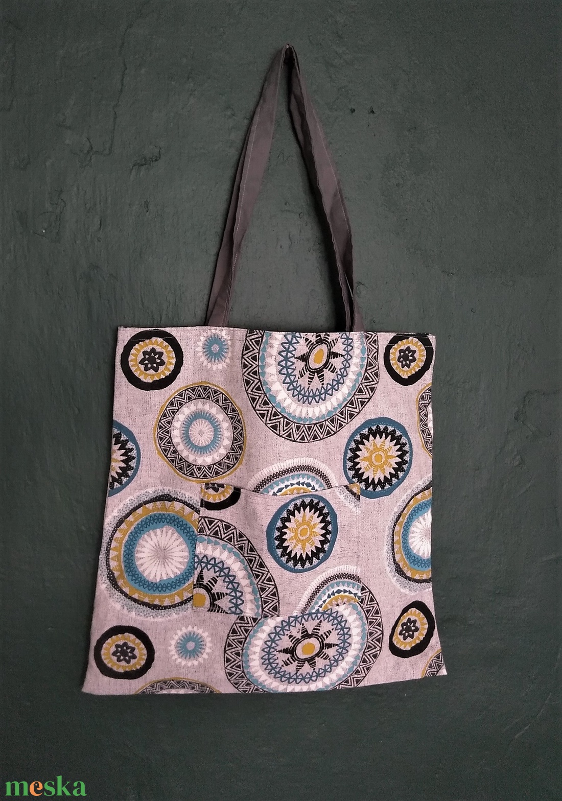 Vászontáska/ bevásárló táska/ szatyor, kékes szürke mandala mintás - otthon & életmód - dekoráció - spiritualitás - mandala - Meska.hu