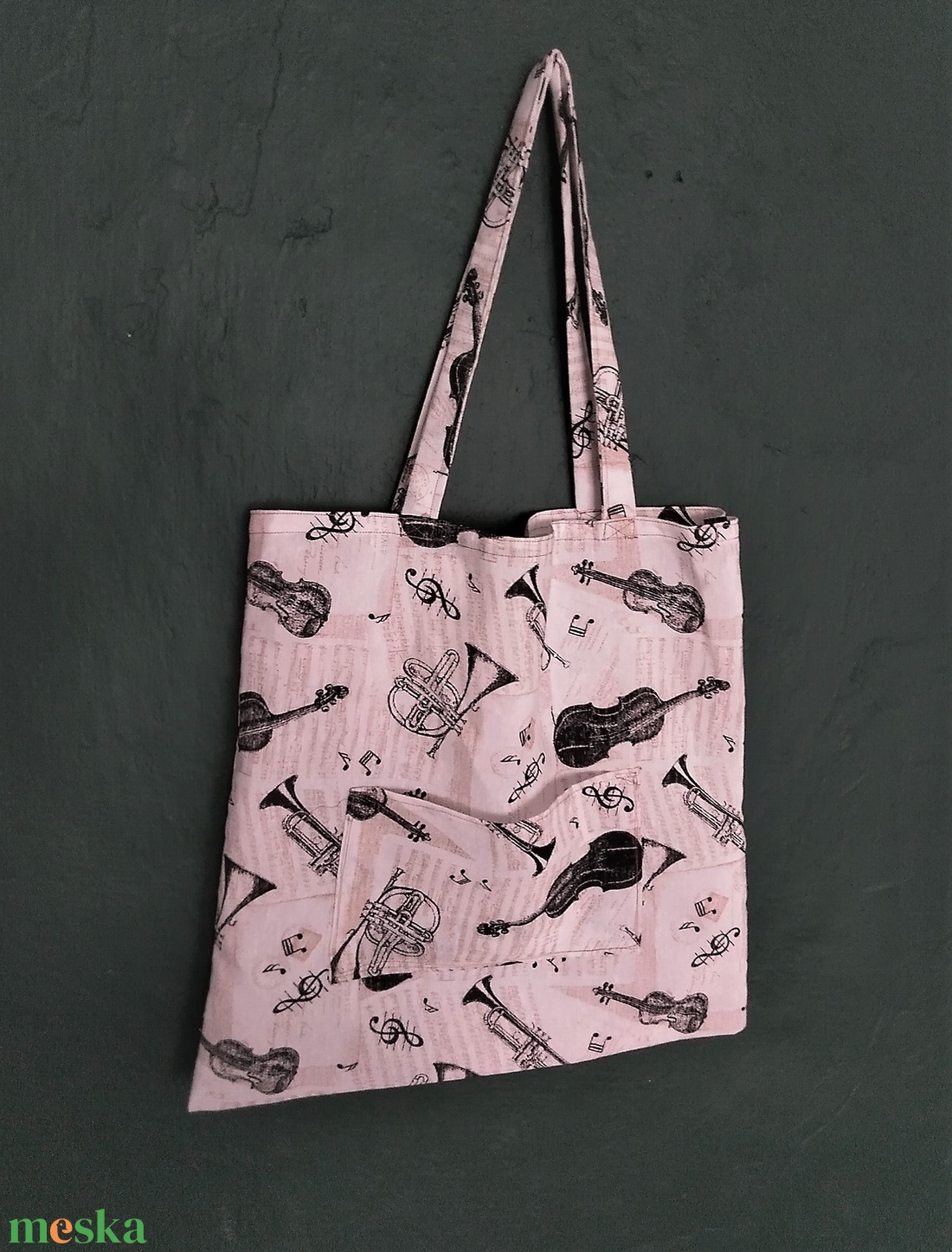 Vászontáska / szatyor/ bevásárló táska - hangszeres mintázat - táska & tok - bevásárlás & shopper táska - shopper, textiltáska, szatyor - Meska.hu