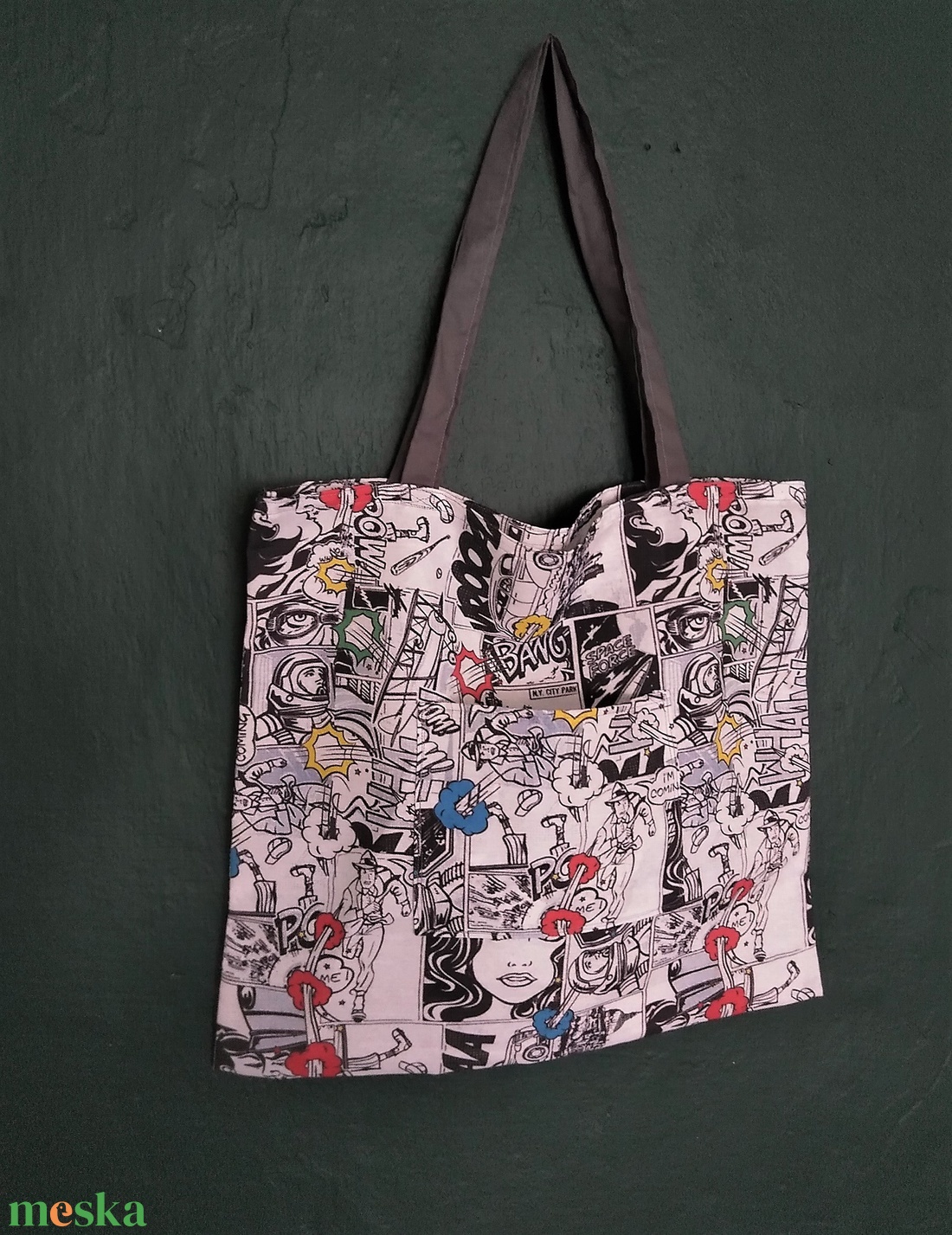 Vászontáska képregény mintás - táska & tok - bevásárlás & shopper táska - shopper, textiltáska, szatyor - Meska.hu