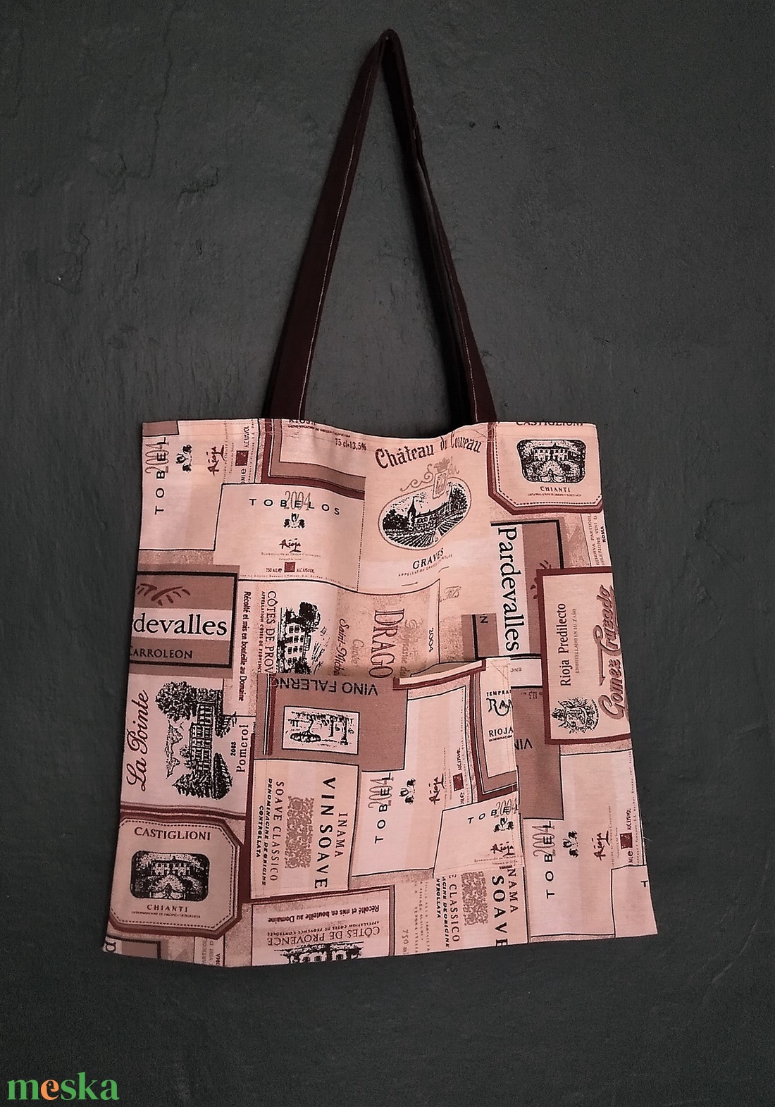 Válltáska, bevásárló szatyor, borcímkés  - táska & tok - bevásárlás & shopper táska - shopper, textiltáska, szatyor - Meska.hu
