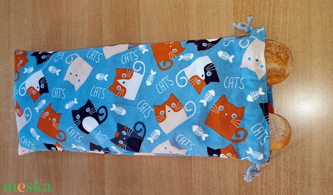Bagett tasak - cica mintás - táska & tok - bevásárlás & shopper táska - kenyeres zsák - Meska.hu