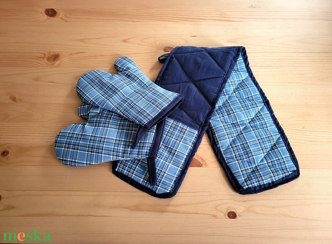 Konyha szett kék mintás - otthon & életmód - konyhafelszerelés, tálalás - konyhai textil - edényfogó & edényfedő - Meska.hu